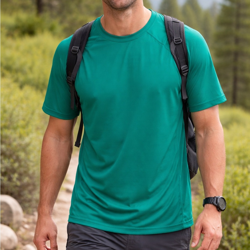 REI Co-Op Men’s Medium Green Performance T-Shirt Active Hiking Athletic Tee